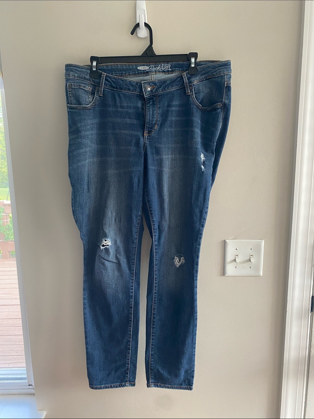 Old Navy Dark Blue Distressed Skinny Jeans